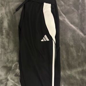 Adidas Kids Black Joggers with White Stripes